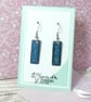 Small deep blue dangle earrings, lightweight colourful minimalist earrings - Image 2