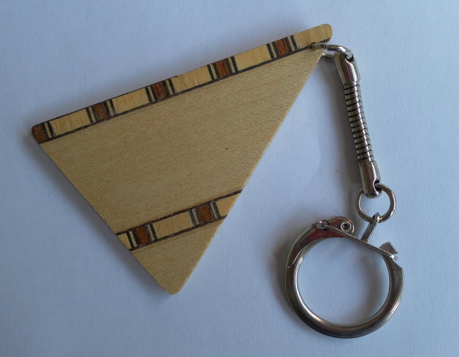 Keyring, Triangle, Wood Veneer and Banding