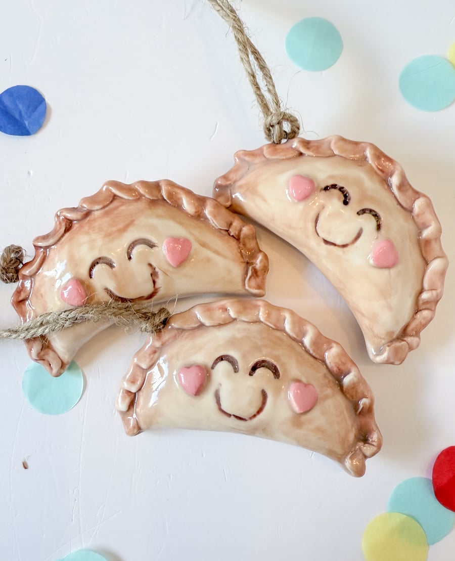 Handmade porcelain hanging pasty decoration