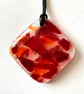 Red and Orange Square Fused Glass Pendant Necklace  - Image 2