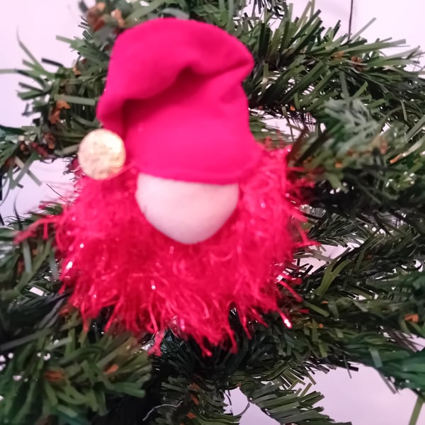 Gnome Christmas Tree Ornament - Red Hat and Beard