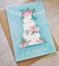 Peony Wedding Cake Just Married Card - Image 3