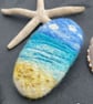 Felted Pebble Brooch – Handmade & Hand Embroidered, Cornwall Inspired