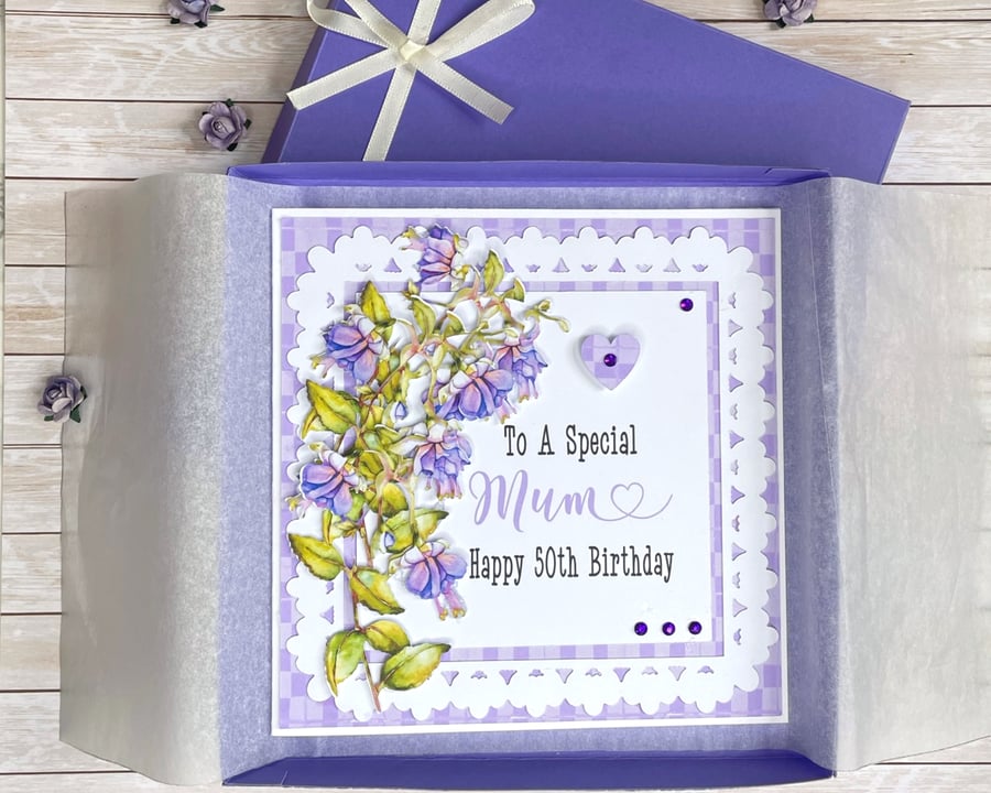 Pretty Fuchsias Personalised Female Birthday Card Mum Sister Friend Daughter Nan