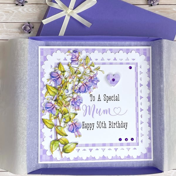 Pretty Fuchsias Personalised Female Birthday Card Mum Sister Friend Daughter Nan