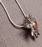 Silver daisy pendant with a red centre  - Image 4