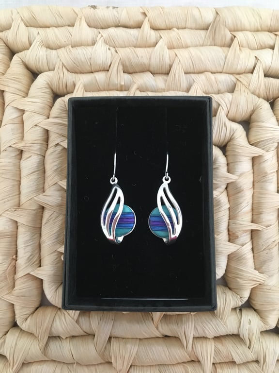 Handcrafted Drop Earrings in Peacock Colours