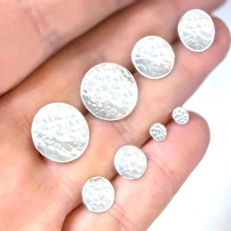 STERLING SILVER disc stud earrings, Handmade Urban Designed Jewellery