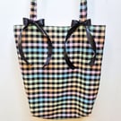 Pastel check tote bag