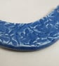 Ice Blue Leaf Pattern Ceramic Crescent Bib Pendant - Image 2
