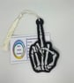 Skeleton Finger embroidered bookmark
