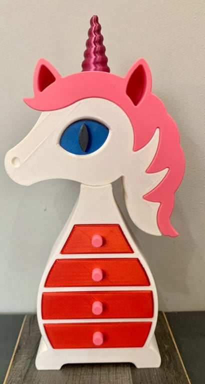 Unicorn jewellery box with 5 drawers to organise your jewellery