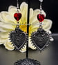 Gothic All Seeing Eye Earrings - Red Heart Earrings - Handmade - Drop Earrings - Image 8