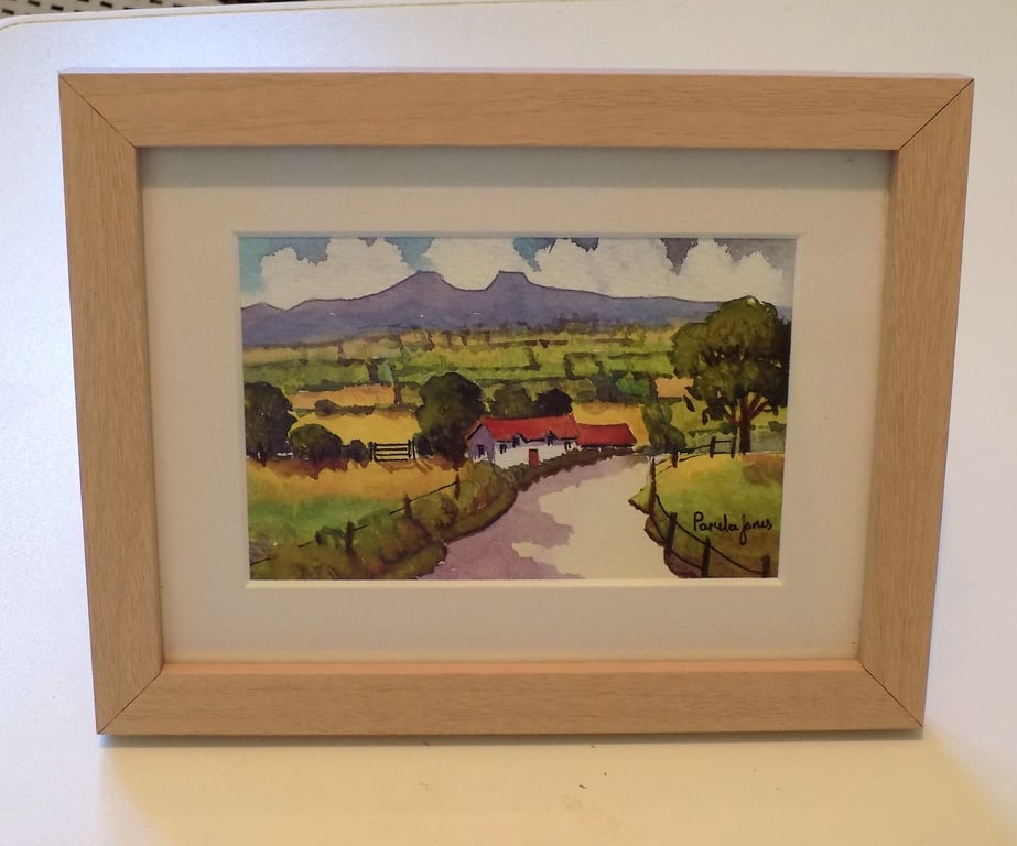 Red Roof Cottage, Brecon Beacons, Wales, Original watercolour, in 8 x 6 '' Frame