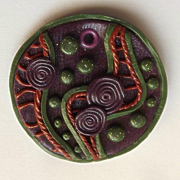 Abstract Design Polymer Clay Pendant
