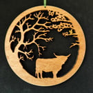 Highland Cow under the Trees - Wooden wall hanging large