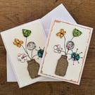 Hand made raw edge applique cards - Pack of two 