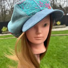 Womens baker boy cap - Turquoise - Denim