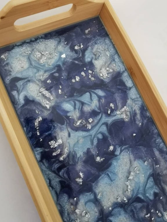 Bamboo Serving Tray - Resin TieDye