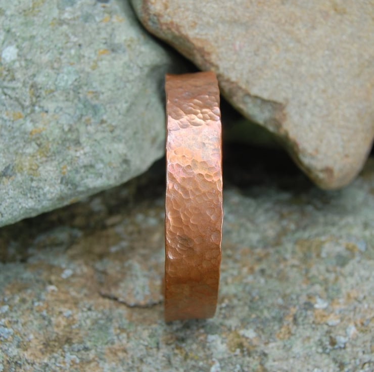 Hammered Copper Bangle - Handmade Adjustable Co... - Folksy
