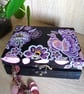 Wooden keepsake box handpainted with an ornamental bird and flowers.   - Image 2