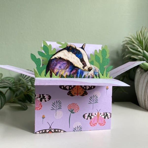 Badger Card; Personalised, birthday or blank. Gift card for wildlife lover