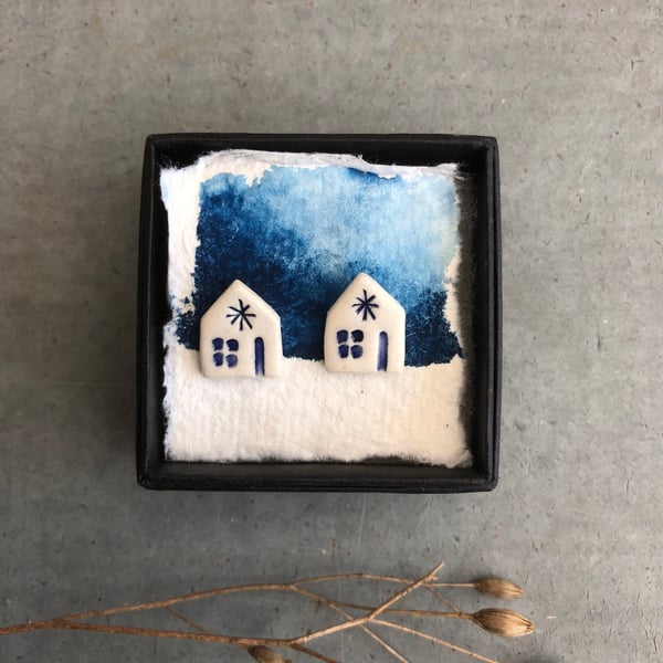 Ceramic House  Earrings