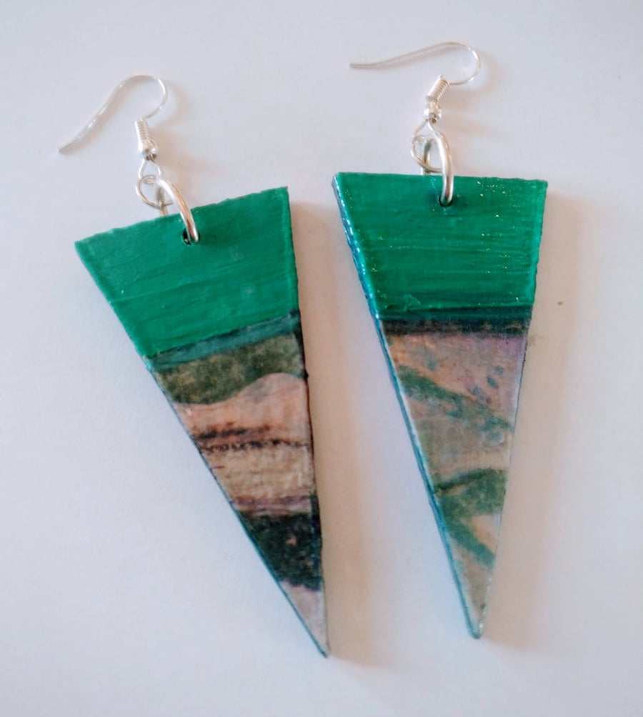 Geometric triangle wood earrings