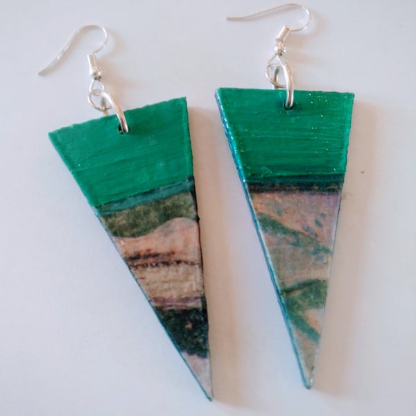 Geometric triangle wood earrings