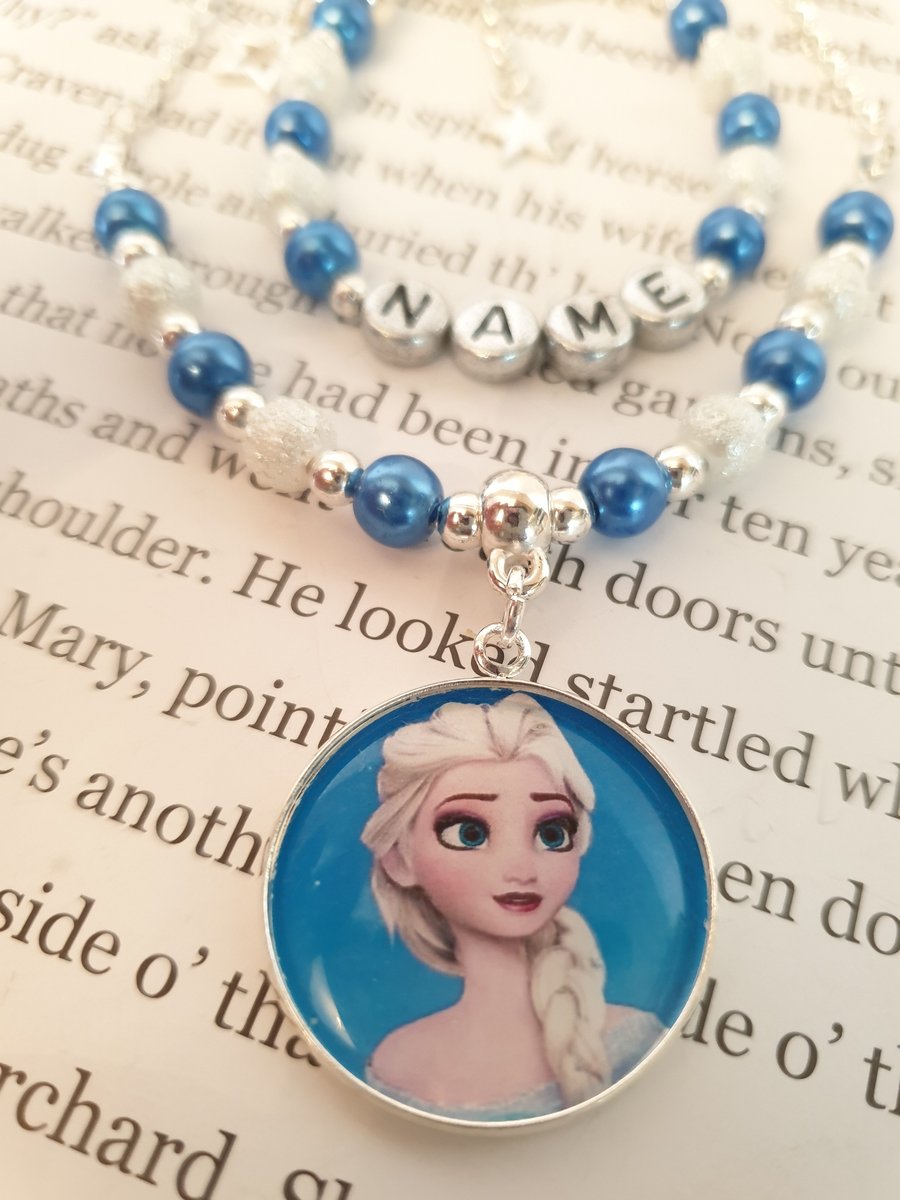 Frozen personalised Elsa bracelet and matching necklace. 