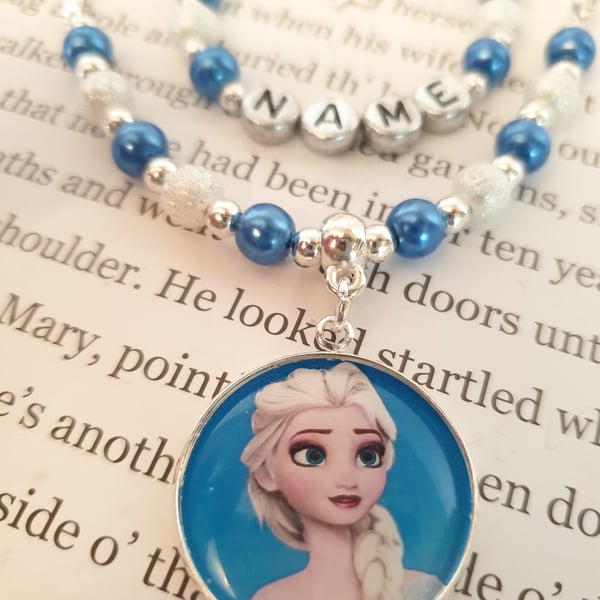 Frozen personalised Elsa bracelet and matching necklace. 