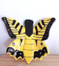 Butterfly wall art, Ceramic hand made yellow and black butterfly plaque
