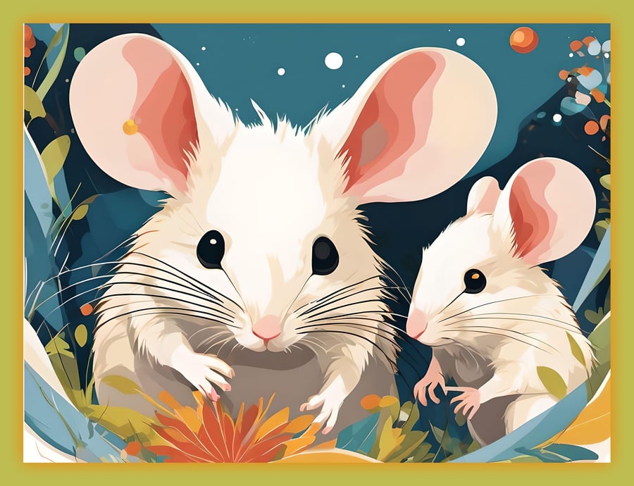 Cute Mice Greeting Card A5