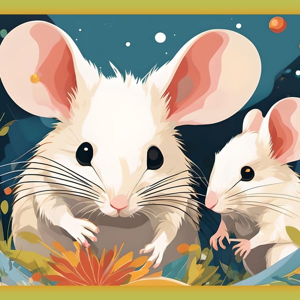 Cute Mice Greeting Card A5