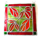 Leaf Tile Suncatcher Stained Glass Autumn Framed Picture 006