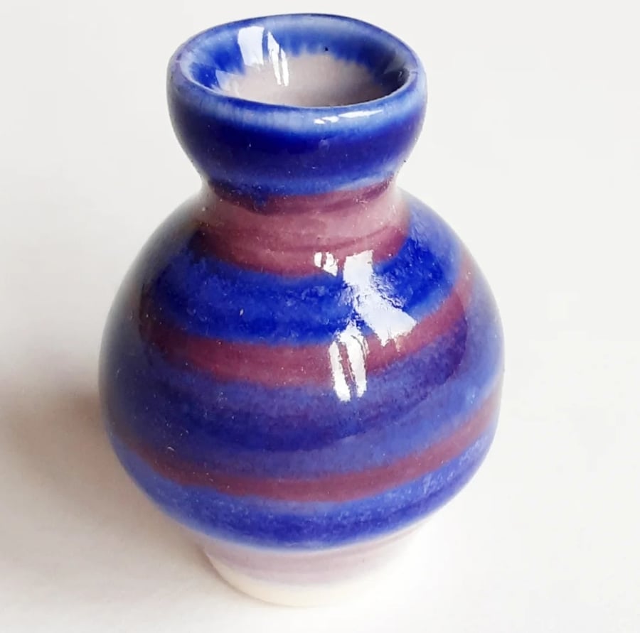 Miniature Bud Ceramic Vase Blue Purple Glazes 