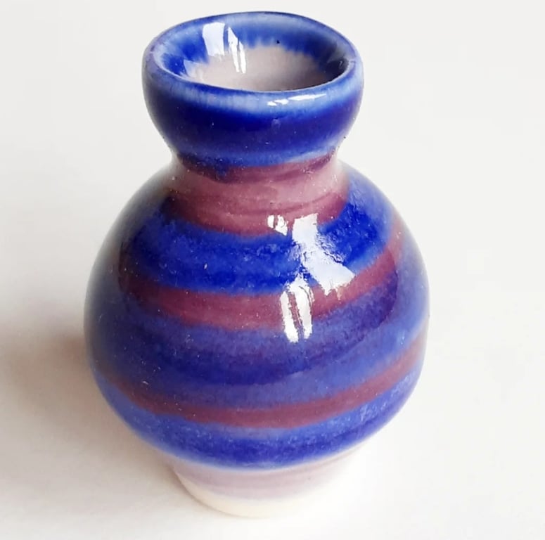 Miniature Bud Ceramic Vase Blue Purple Glazes 