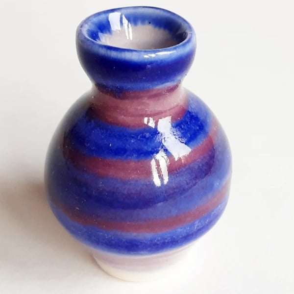 Miniature Bud Ceramic Vase Blue Purple Glazes 