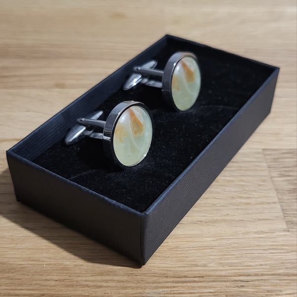 Hand turned resin insert cufflinks