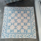 Baby Blue & White Dinosaur Quilt, Handmade, 40ins x 40ins, Washable