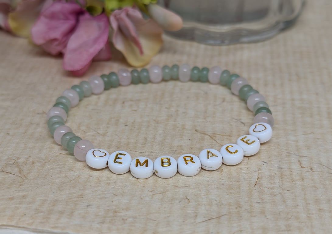 "embrace" bracelet with rose quartz and green aventurine