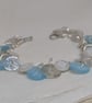 Wintry button bracelet in silver glitter, blue and white with toggle clasp  - Image 8