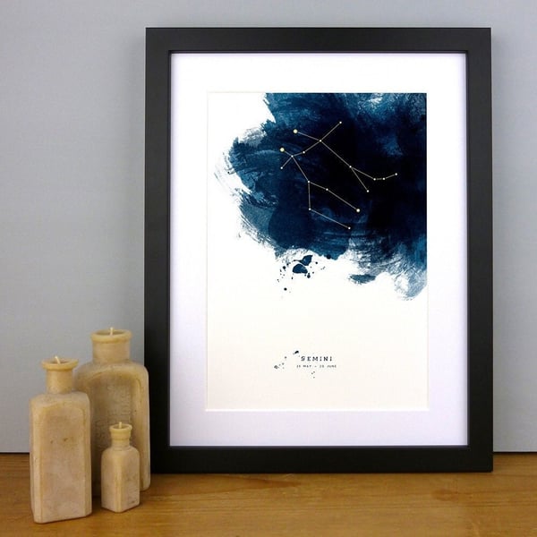 Gemini Constellation Personalised Zodiac Star Sign Birthday Print