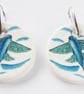 Handmade Flying Fish Ceramic Earrings with Silver Coloured Ear Wires - Image 2