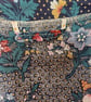 Bath robe upcycled textile kimono style blue and cream floral dressing gown - Image 4