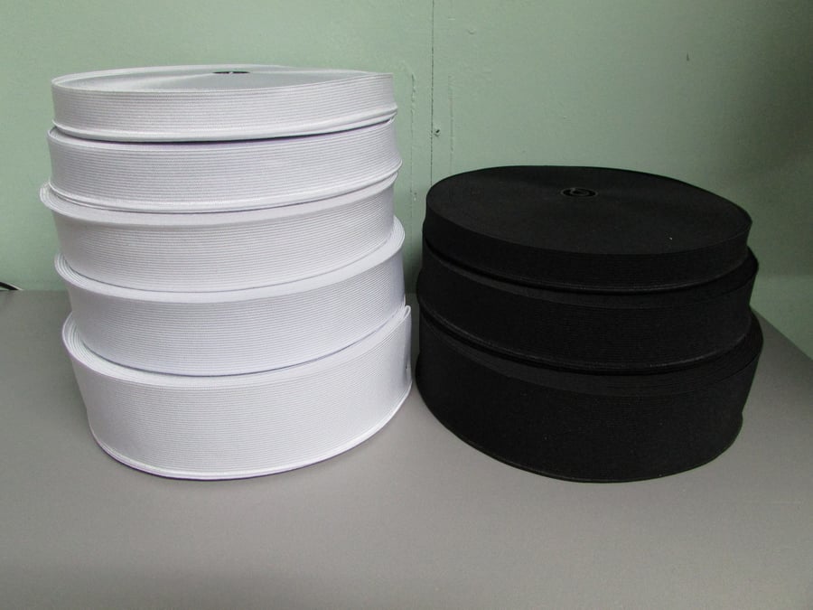 Elastic Black or White 1.8cm 2.5cm 3cm 3.7cm or 5cm X 1 METRE