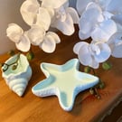Eco-resin starfish and conch shell set of two small decorative dishes