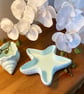 Eco-resin starfish and conch shell set of two small decorative dishes