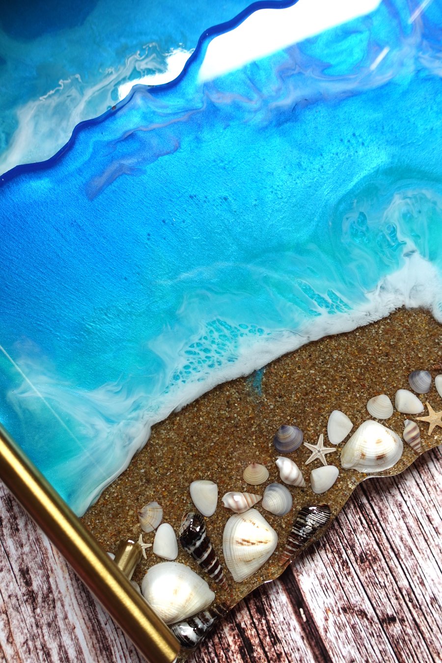 Ocean resin tray personalised sea tray coffee table deco beach tray  beach gifts