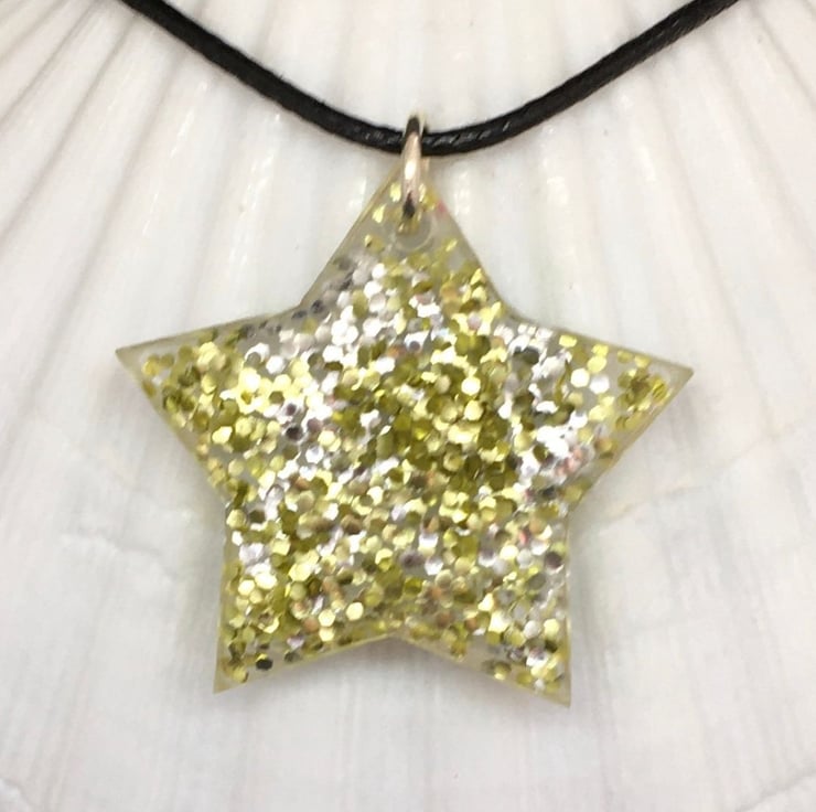 Black Cord Polished Star Pendant Necklace